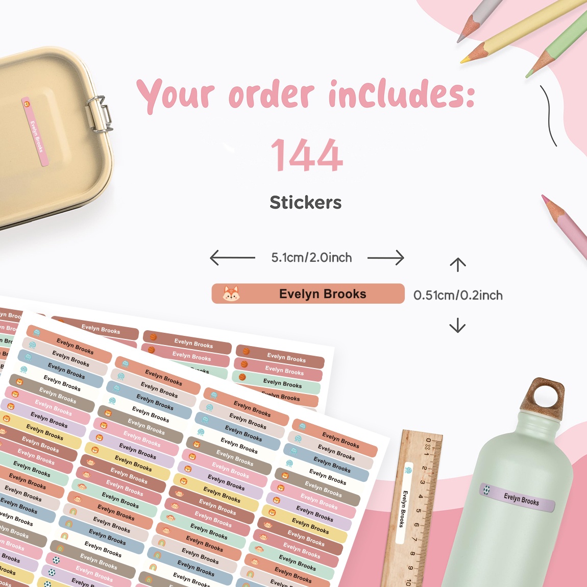 144 Buah Stiker Nama Pribadi L - Baby Clothing Labels ulasan dan harga